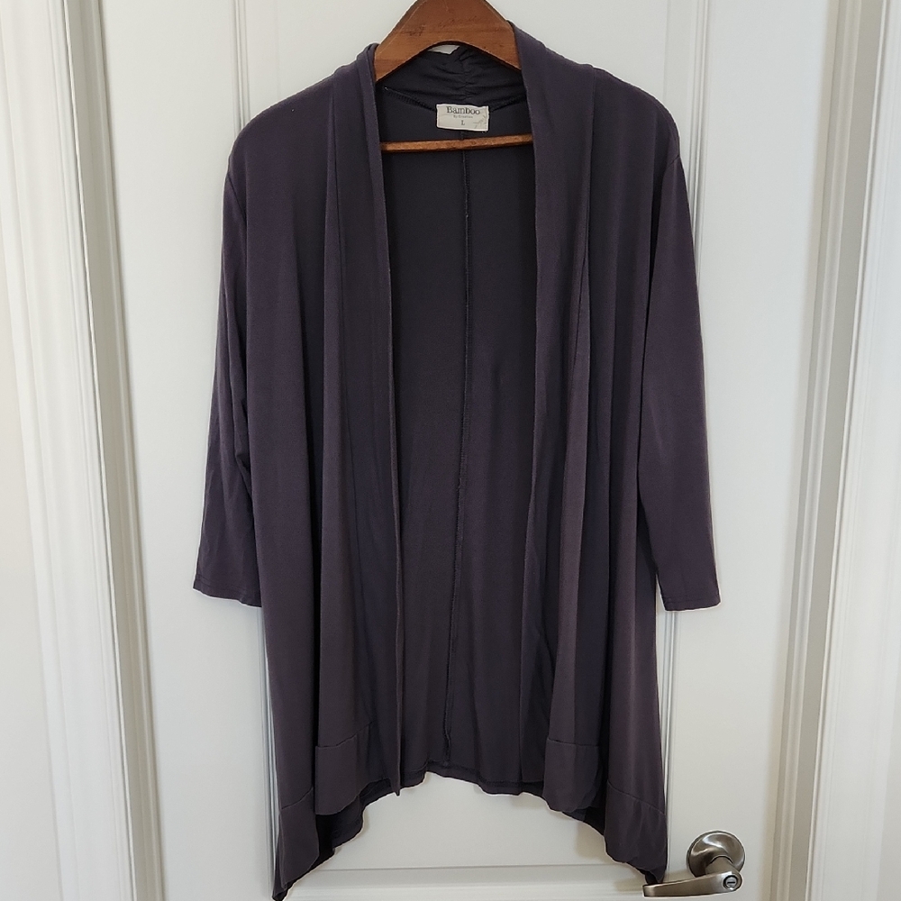 L Bamboo by Creation Open Front Cardigan